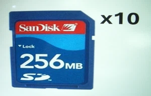 Qty=10 SD CARD SANDISK 256MB With Cases - Picture 1 of 3