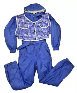 Tuta da sci vintage taglia media 40 12 pezzo unico anni 80 90 blu cielo unisex vintage - Foto 1 di 10