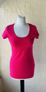 ONLY Women T-Shirt Size L Short Sleeves Pink Stretch Barbie Feminine Casual - Picture 1 of 4