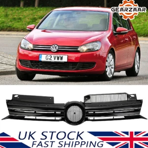 FOR VW GOLF MK6 FRONT BUMPER GRILLE CHROME & BLACK UPPER TOP CENTRE RADIATOR UK - Picture 1 of 13