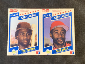 1987 M&M's Star Lineup Tony Gwynn & Ozzie Smith Baseball Card Panel #23 of 24