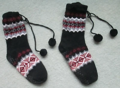 Calcetines Deportivos Eddie Bauer Negros con Diseño de Suéter de Esquí Fair Isle ~ Talla Única, Usados Foto 1 de 4