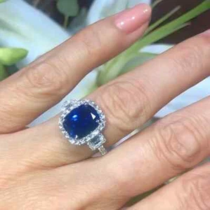 3Ct Lab-Created Sapphire Diamond Engagement Wedding Ring 14K White Gold Plated - Picture 1 of 5
