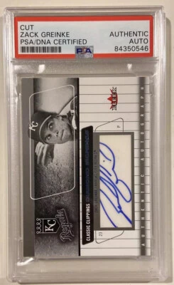 2005 Fleer Classic Clippings Zach Greinke Signed Baseball Card PSA/DNA Certified - Image 1 of 4