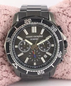 Luxury Armani Men Rotating Bezel Black Dial Quartz Great Working Wristwatch - Picture 1 of 8