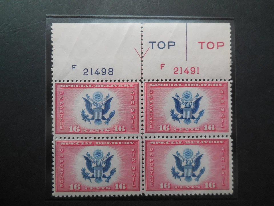 CE2 16c Special Delivery Airmail Plate Block Type 1 MNH OG VF #2 CV $14 - Image 1 of 1