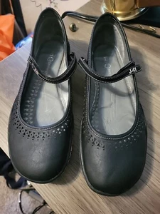 J-41 Women Shoes Black Pink Trim Casual Comfort Mary Jane Barefoot Design Sz 9.5 - Picture 1 of 7