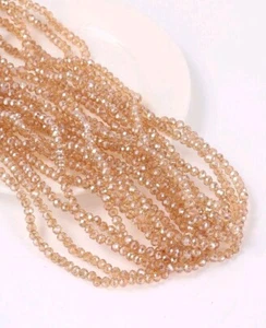 300 Faceted Rondelle Crystal Glass Beads - Champagne 4mm Jewellery Making - Picture 1 of 4