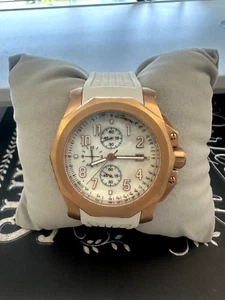 EUC Orefici Galante Rose SS White Silicone Chrono  Watch - Picture 1 of 11