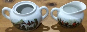 Fox Hunting Herring Hunt Creamer and Open Sugar House of Prill - Picture 1 of 14
