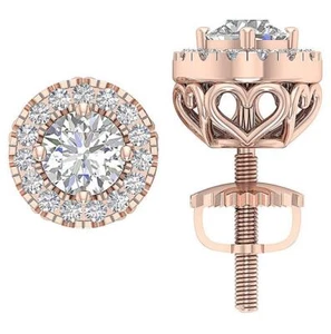Heart Removable Jacket Stud Earrings VS F 1.50Ct Lab Grown Diamond 14K Rose Gold - Picture 1 of 11