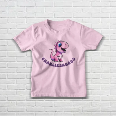 BRITTOT Personalisiertes Mädchen-T-Shirt Name-o'saurus, süßes Geschenk für Kinder, Dinosaurier-Motiv