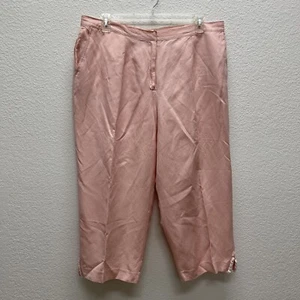 Ruby Rd Womens 20W Plus Capri Pants Linen Rayon Blend Lined Pink Shell Accents - Picture 1 of 6