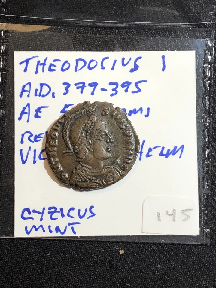 ancient rome Theodosius  I A.d. 379-395 Ae Copper Galley Rev.  victory at helm - Image 1 of 4