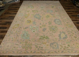10'x15' New Fine trendy Pink Turkish knot Oushak Hand knotted wool area rug - Picture 1 of 15