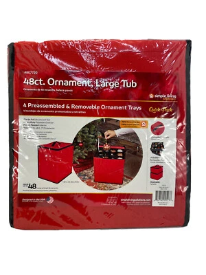 New Holiday Living 48 Count Ornament Storage Large Tub,Bag Fits 3inch Ornaments - Image 1 of 4