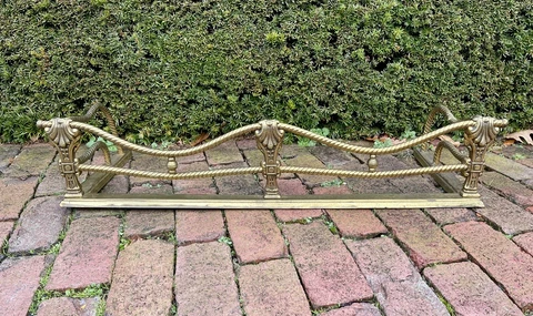 Antique Victorian Large Ornate Rope Twist BRASS FIREPLACE FENDER Architecture Cover