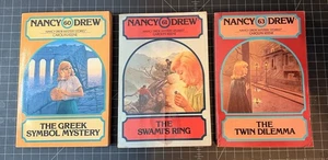 Lot Of 3 Nancy Drew: 60 Greek Symbol, 61 Swami’s Ring, 63 Twin Dilemma, PB - Imagen 1 de 24
