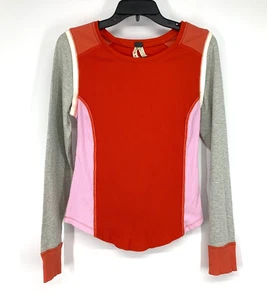 Free People Top Womens Size Medium Fancy That Colorblock Long Sleeve Rib Knit - Picture 1 of 10