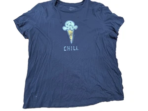 Top Life is Good donna taglia XL manica corta Chill gelato blu cotone usato - Foto 1 di 4