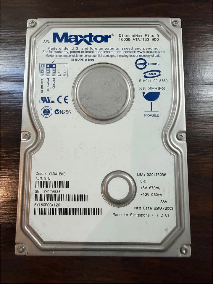 Maxtor DiamondMax Plus 9 160GB 3.5" ATA/133 IDE Hard Drive (6Y160P0041201) - Image 1 of 1