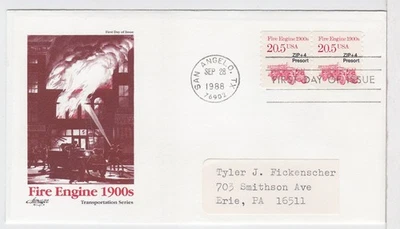 TurtlesTradingPost- Fire Engine- Transportation Series 1988 #2264- FDC Artmaster - Image 1 of 2