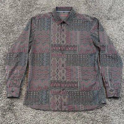 Camisa Club Luchiano Visconti Negra Para Hombre XL Azteca Rayas Puño Abatible Foto 1 de 4