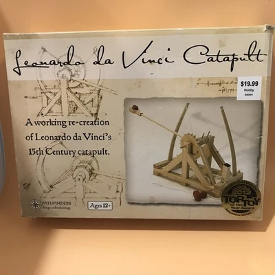LEONARDO DA VINCI'S CATAPULT WOOD MODEL KIT BY PATHFINDERS, NEW OPENED BOX - Image 1 of 4