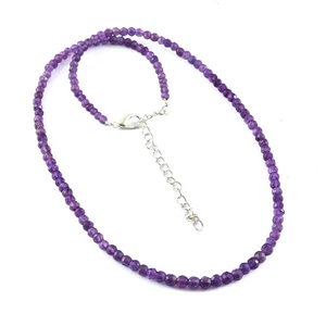 Natural Amethyst Gemstone Necklace, Gifted Christmas Jewelry 16 inches - Picture 1 of 3