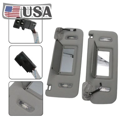 Gray 2Pcs Sun Visor w/Light Fits 15-19 Chevrolet Silverado 1500 Suburban Tahoe - Image 1 of 4