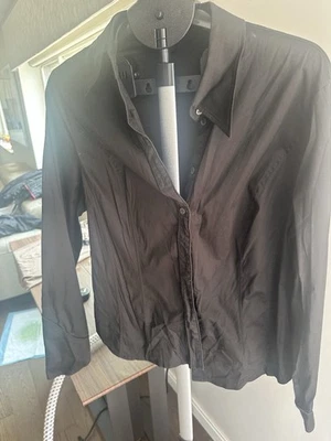 Escada Women's Long Sleeve button Down Black With Diamond On Sleeves Size 46 - Image 1 of 4