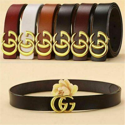 Genuine Leather Belts With Letter GG Buckle 2.3-3.8cm Fashion Ladies Jeans Belt • 11.23£