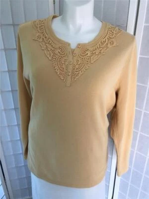 $48 NEW Women's Studio Works 3X Pale Yellow Cotton Blend Knit Winter Pullover - Image 1 of 4