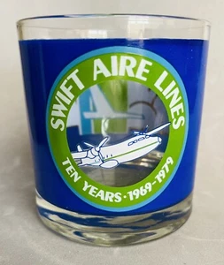 Vidrio Swift Aire Lines Airlines Rocks - ¡Raro! - 1979 - 10º Aniversario - Imagen 1 de 4