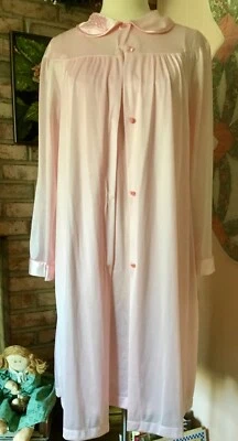 CAMISÓN ROSA TALLA PEQUEÑA ESTRELLA DE CINE VINTAGE Y PEIGNOIR A JUEGO CASI EXCELENTE USA Foto 1 de 4
