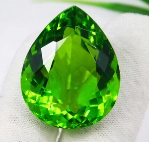 Piedra preciosa suelta certificada 89,30 quilates peridoto verde natural corte pera impecable - Imagen 1 de 11