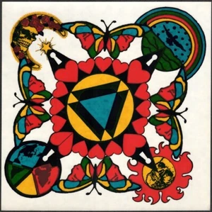 Calcomanía Adhesiva Grateful Dead De Colección Original Esqueleto Calavera Fuego Sol Corazones Nuevo de Lote Antiguo - Imagen 1 de 1
