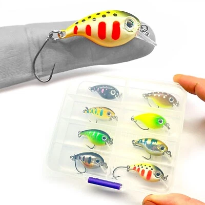 8x Mini Wobbler Forellen mit Einzelhaken | Crankbait Set inkl. Box | schwimmend - Bild 1 von 3