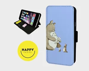 TOTORO GHIBLI ANIME BLUE - Faux Leather Flip Phone Case Cover - iphone/Samsung - Picture 1 of 5