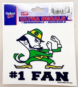 Notre Dame Fighting Irish #1 FAN with LEPRECHAUN Vinyl Decal Car Window Sticker - Bild 1 von 1