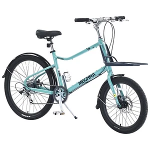 Front 20 Rear 26 Inch City Bike 7 Speed, Aluminum Alloy Frame for Women,Green - Picture 1 of 7