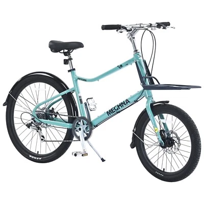 Bicicleta de ciudad delantera 20 trasera 26 pulgadas 7 velocidades, cuadro de aleación de aluminio para mujer, verde Foto 1 de 4