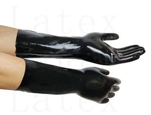 100% Latex Rubber Black Over Wirst Gloves Compression Molded Mitten S-XL 0.4mm - Picture 1 of 4