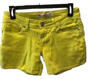 Levi’s Women’s Sz. 3 Midi Short Stretchy Cotton-Poly Spandex Neon Yellow Green - Picture 1 of 4