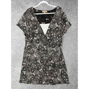 Notations Short Sleeve Floral Drawstring Waist Midi Dress Womens Size 3X Stretch - Picture 1 of 14