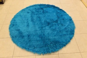 Alfombra redonda peluda de piel sintética peluda de 5' decoración suave de lujo decoración para guardería - Imagen 1 de 3