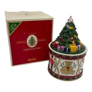 Spode Christmas Tree Annual Drum Candy Box Hand Painted Jar Canister - Picture 1 of 5