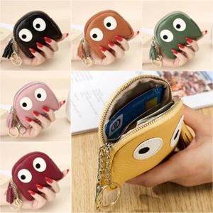 Key Ring Top Zip Coin Pouch for Women ID Card Holder Genuine Leather Wallet Gift - Picture 1 of 27
