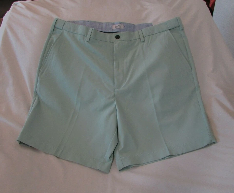 Men's Croft & Barrow Flat Front Easy Care Chino Quick Dry Shorts Size 44 Green
