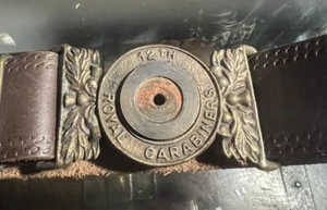 ROYAL CARABINERS Cinta Militar 12 Th De Cuero Inglés Hebilla De Metal VINTAGE - Picture 1 of 10